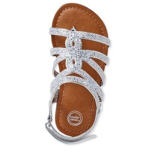 Wonder Nation Glittery Silver Kids Sandals Size 8T